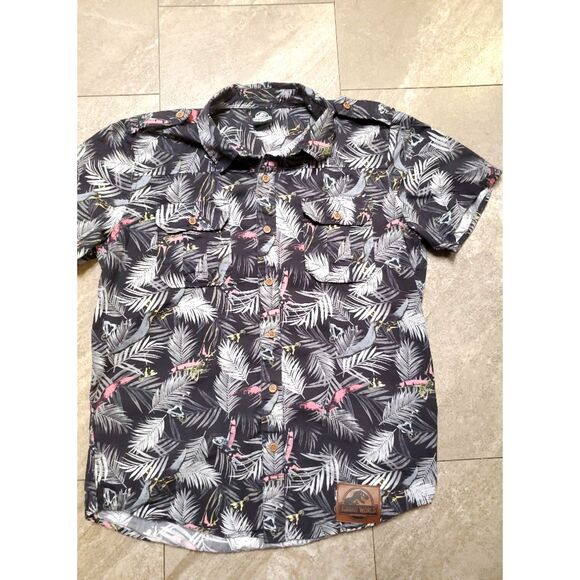 Jurassic World Short Sleeve Button Down Dinosaur Shirt Size M - Picture 1 of 4